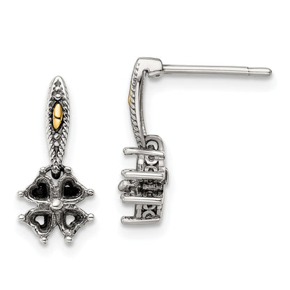 Sterling Silver Antiqued w/14k 4-stone Mother's Earring Mounting