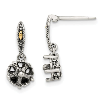 Sterling Silver Antiqued w/14k 5-stone Mother's Earring Mounting