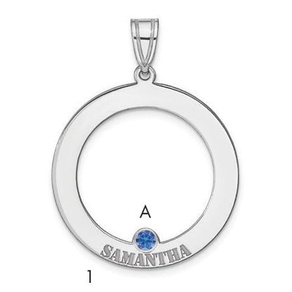 SSilver/Rh-plated 1 Birthstone Circle w/SSilver Bezel Family Pendant