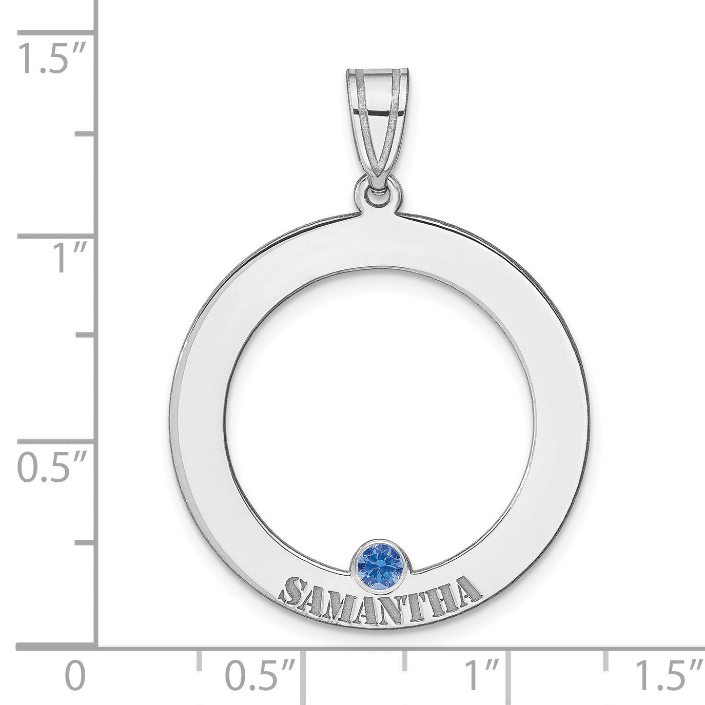 SSilver/Rh-plated 1 Birthstone Circle w/SSilver Bezel Family Pendant