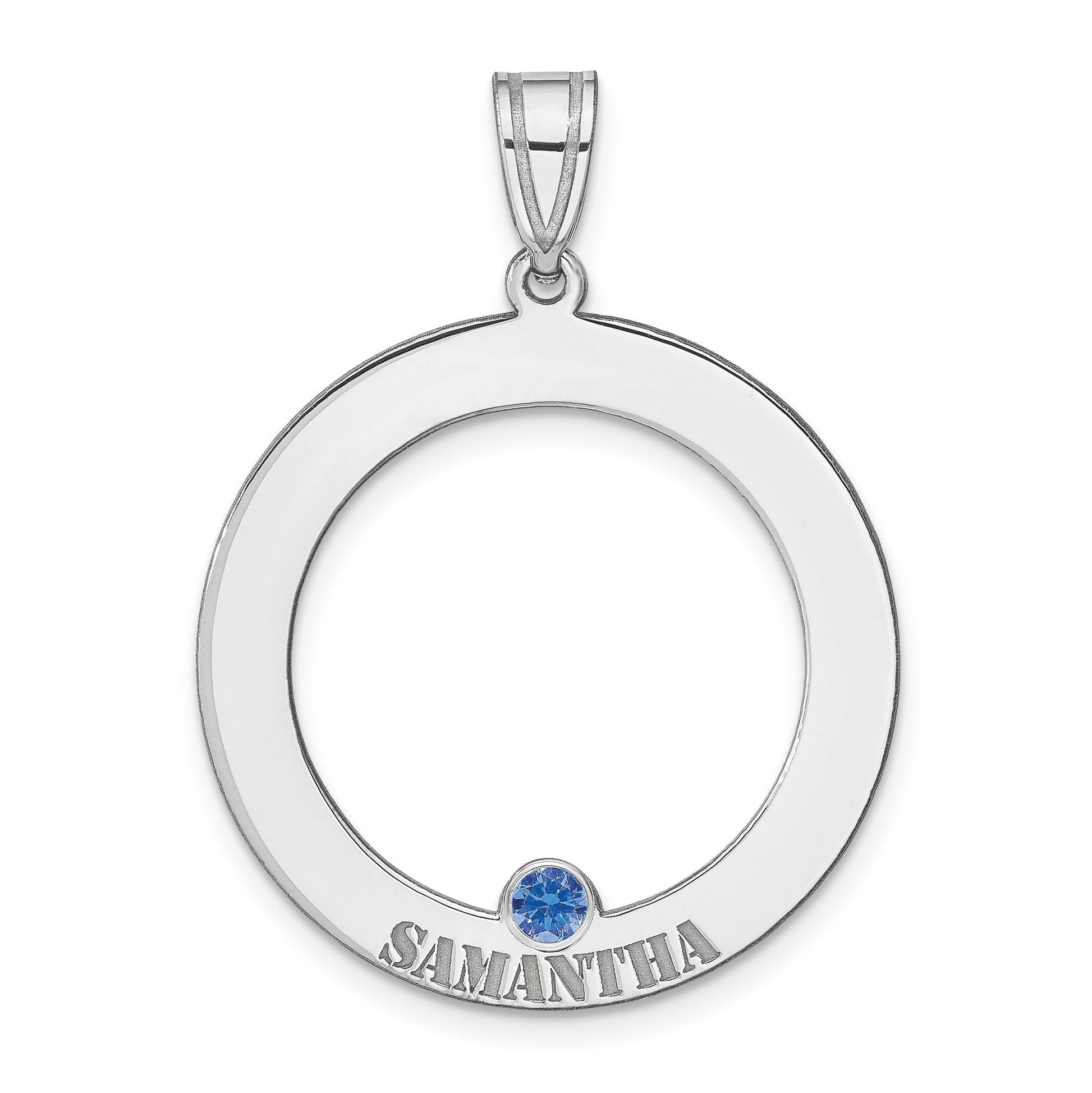 SSilver/Rh-plated 1 Birthstone Circle w/SSilver Bezel Family Pendant