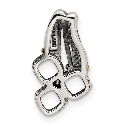 Sterling Silver Antiqued w/14k 3-stone Mother's Pendant Mounting