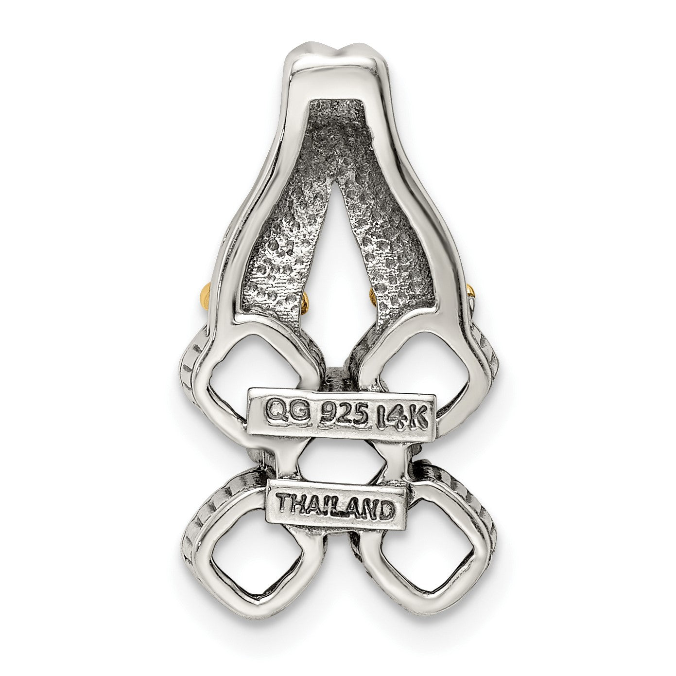 Sterling Silver Antiqued w/14k 5-stone Mother's Pendant Mounting