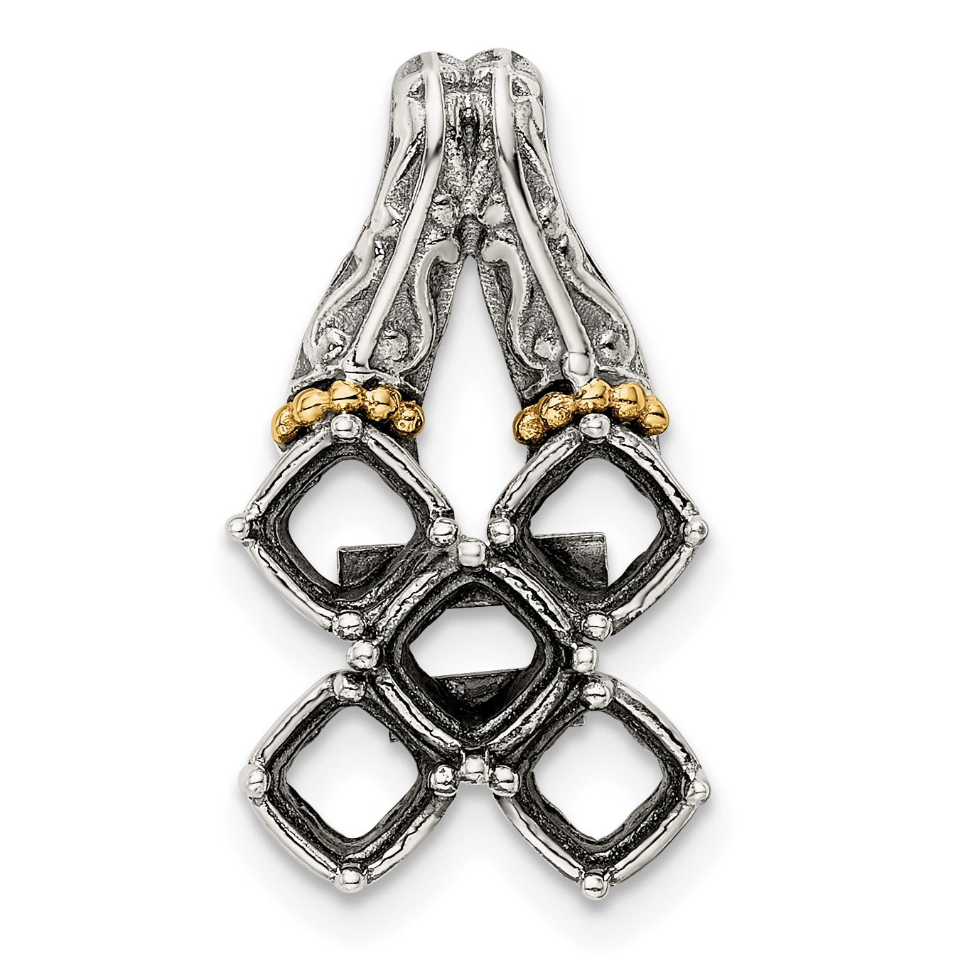 Sterling Silver Antiqued w/14k 5-stone Mother's Pendant Mounting