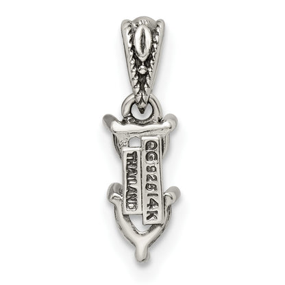 Sterling Silver Antiqued w/14k 2-stone Mother's Pendant Mounting