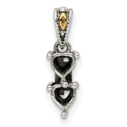 Sterling Silver Antiqued w/14k 2-stone Mother's Pendant Mounting