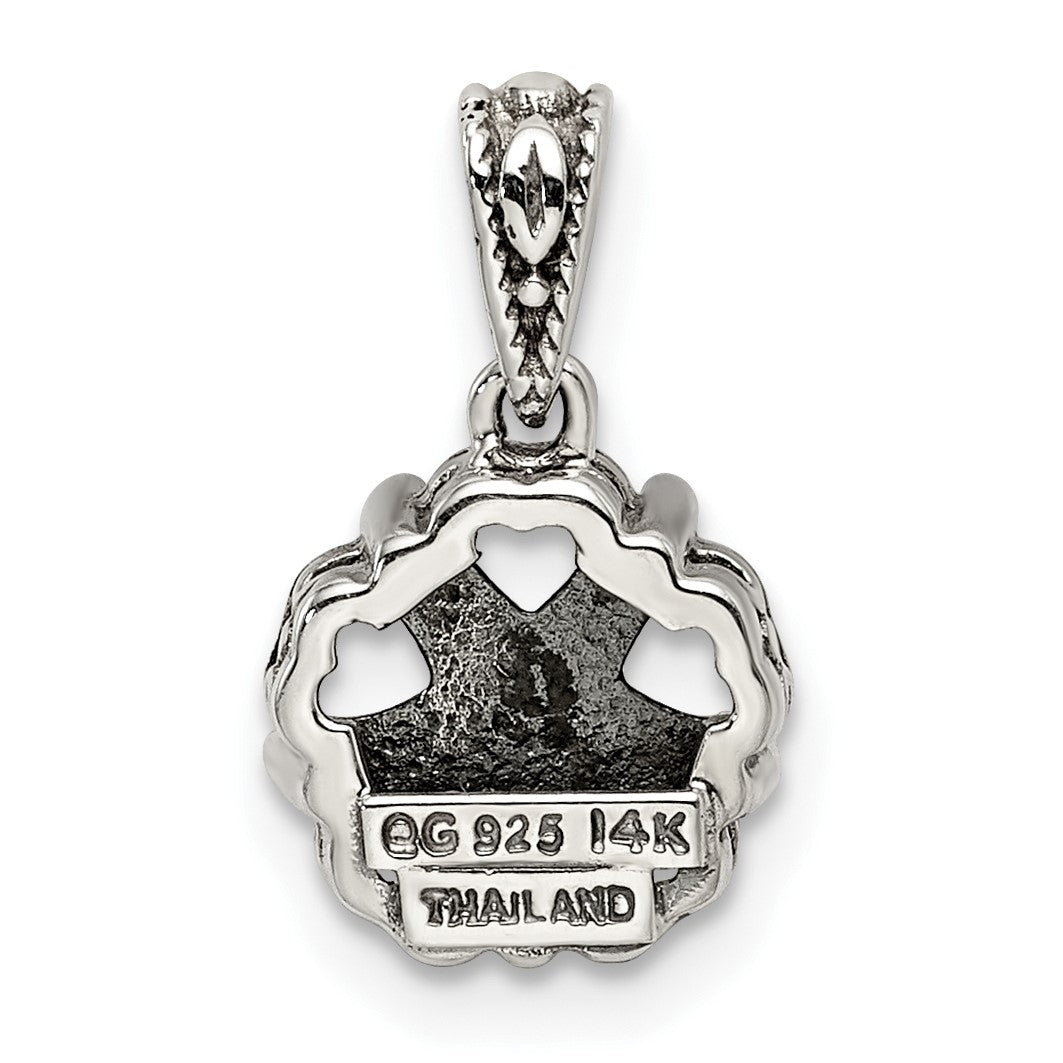 Sterling Silver Antiqued w/14k 5-stone Mother's Pendant Mounting