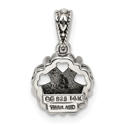 Sterling Silver Antiqued w/14k 5-stone Mother's Pendant Mounting