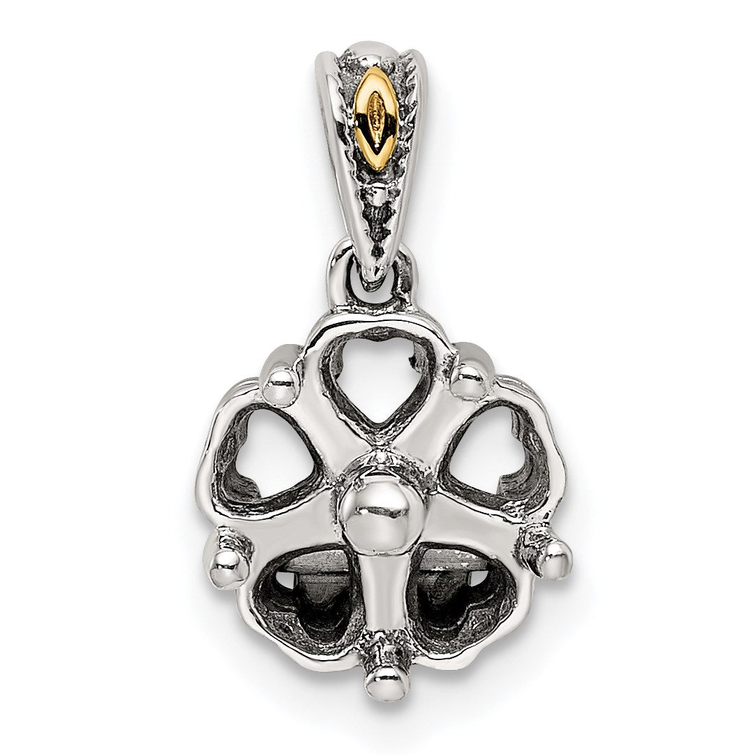 Sterling Silver Antiqued w/14k 5-stone Mother's Pendant Mounting