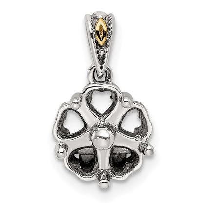 Sterling Silver Antiqued w/14k 5-stone Mother's Pendant Mounting
