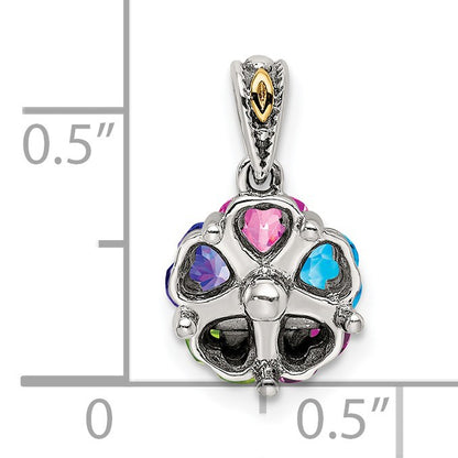 Sterling Silver Antiqued w/14k 5-stone Mother's Pendant Mounting