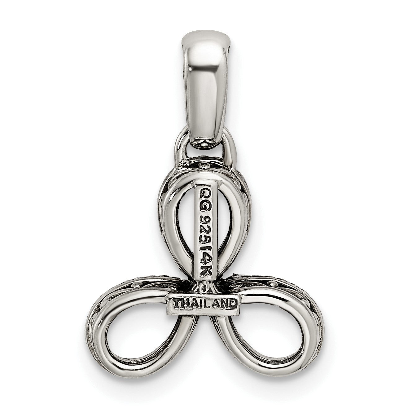 Sterling Silver Antiqued w/14k 3-stone w/Diamond Mothers Pendant Semi-Mount