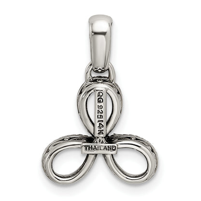Sterling Silver Antiqued w/14k 3-stone w/Diamond Mothers Pendant Semi-Mount