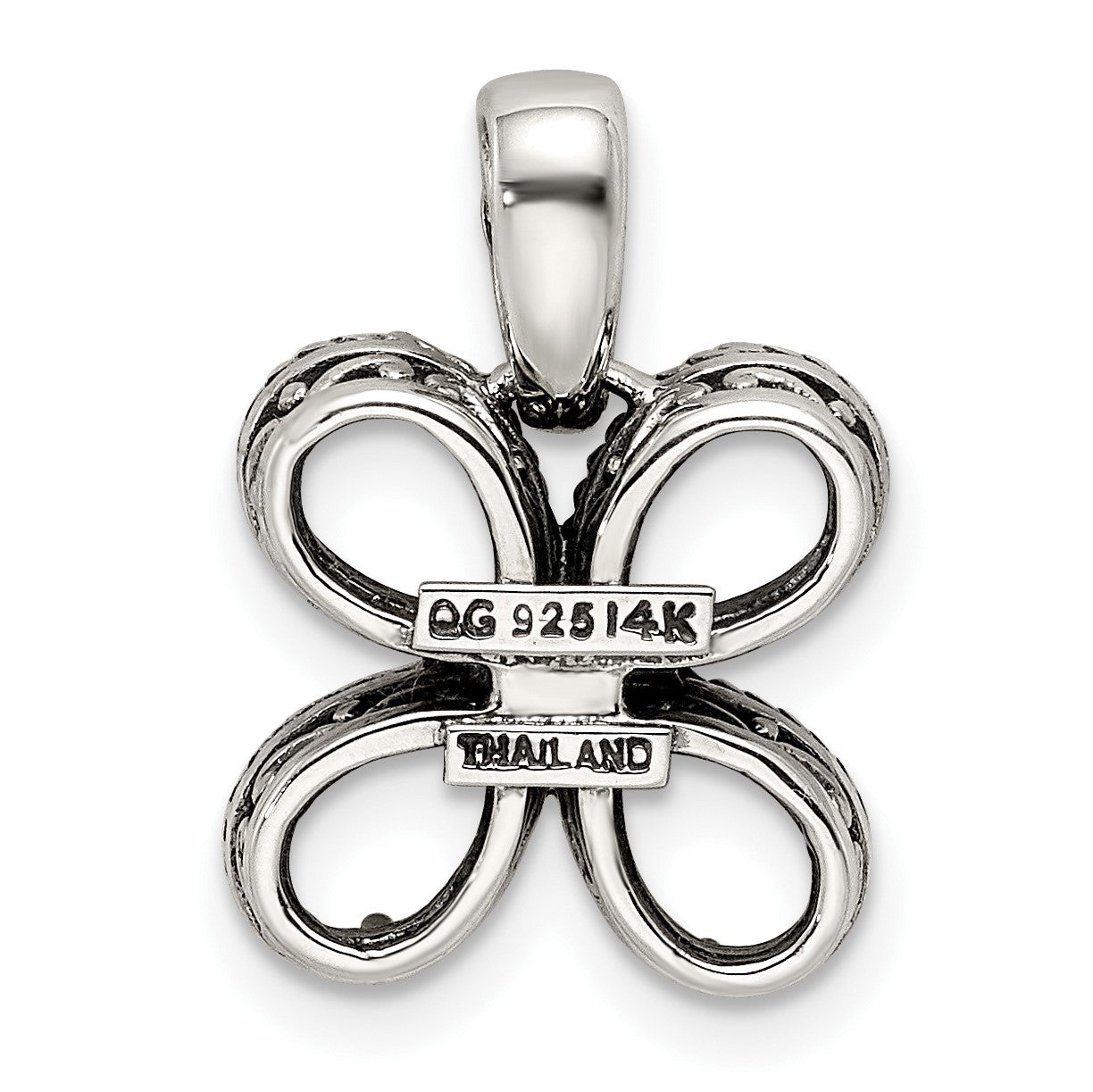Sterling Silver Antiqued w/14k 4-stone w/Diamond Mothers Pendant Semi-Mount
