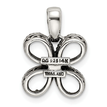 Sterling Silver Antiqued w/14k 4-stone w/Diamond Mothers Pendant Semi-Mount
