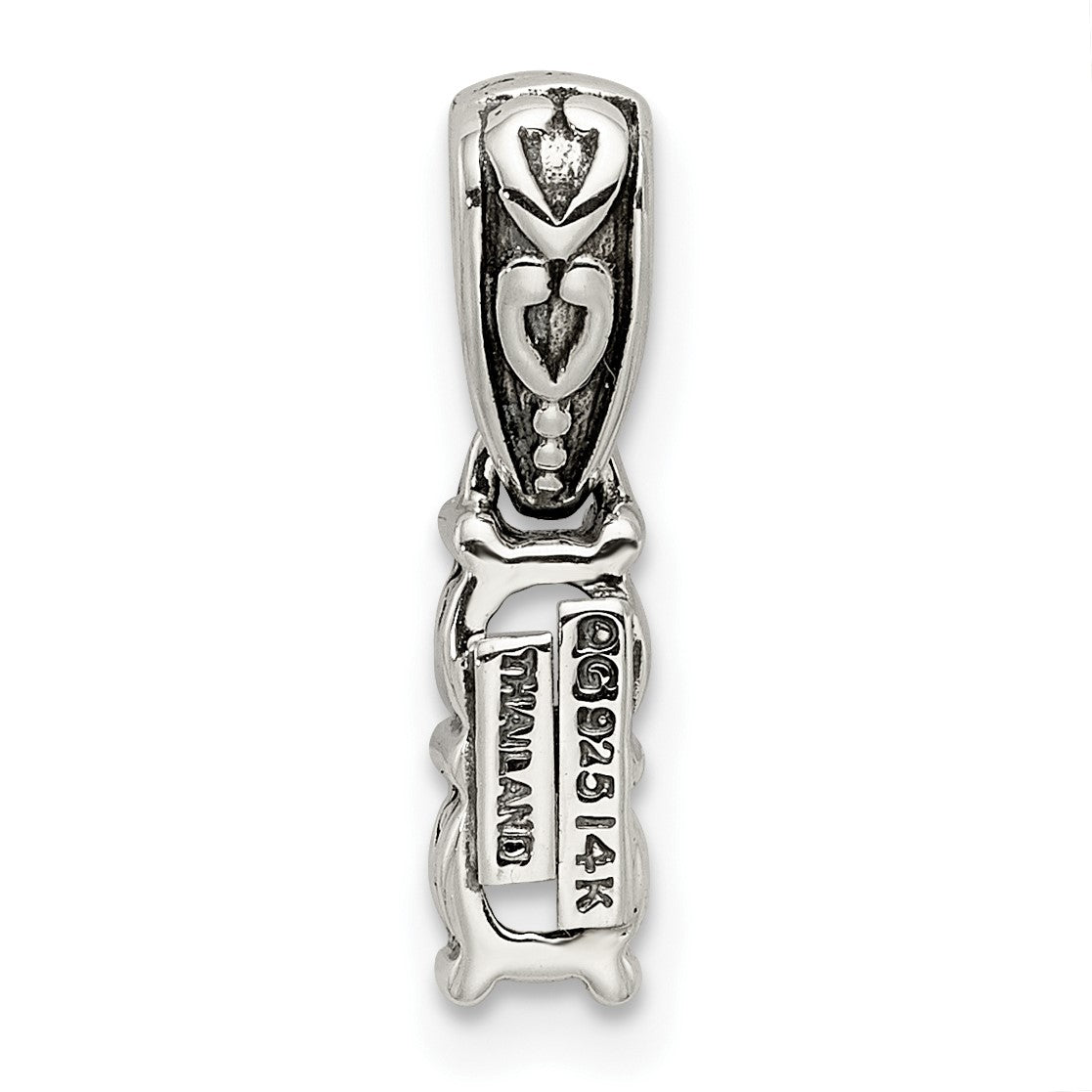 Sterling Silver Antiqued w/14k 2-stone w/Diamond Mothers Pendant Semi-Mount
