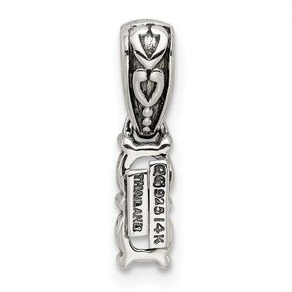 Sterling Silver Antiqued w/14k 2-stone w/Diamond Mothers Pendant Semi-Mount