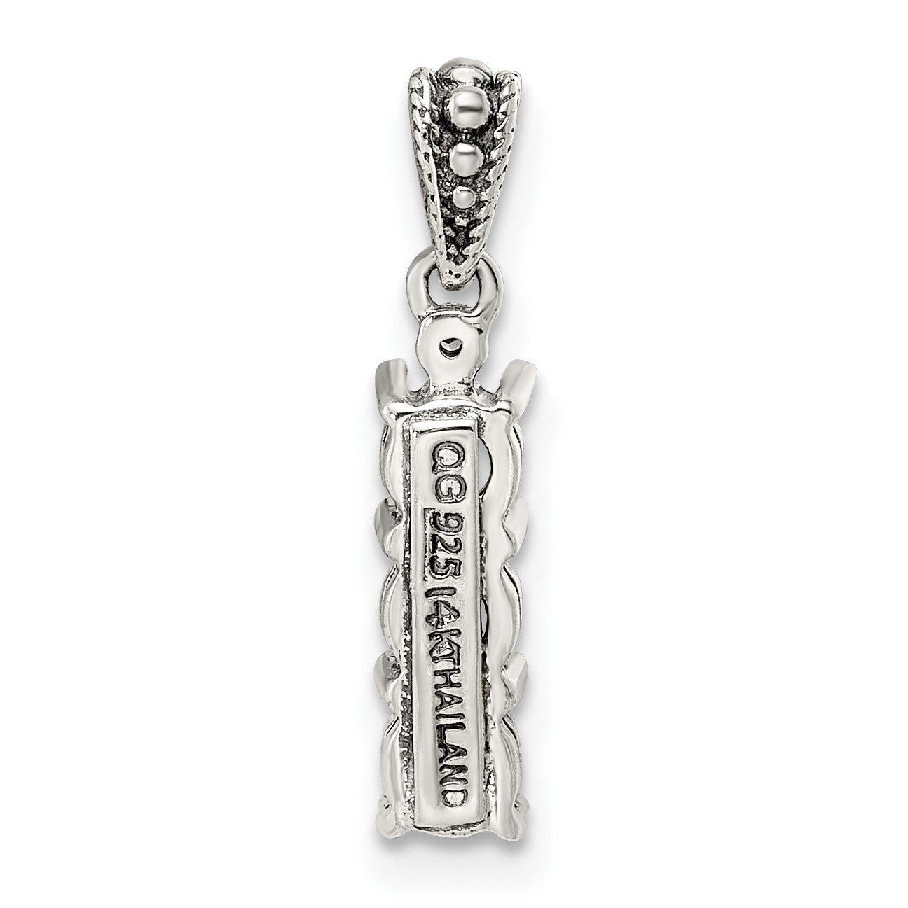 Sterling Silver Antiqued w/14k 3-stone w/Diamond Mothers Pendant Semi-Mount