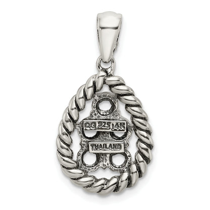Sterling Silver Antiqued w/14k 5-stone w/Diamond Mothers Pendant Semi-Mount