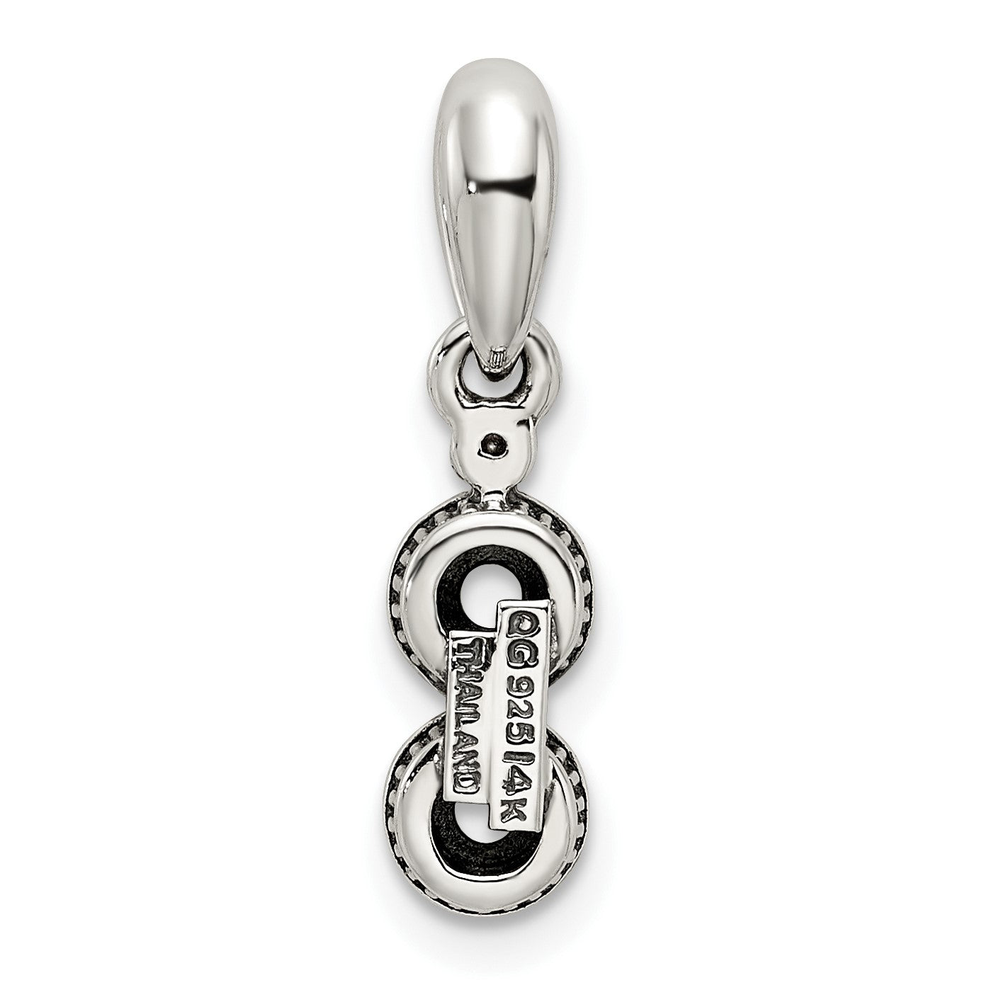 Sterling Silver Antiqued w/14k 2-stone w/Diamond Mothers Pendant Semi-Mount