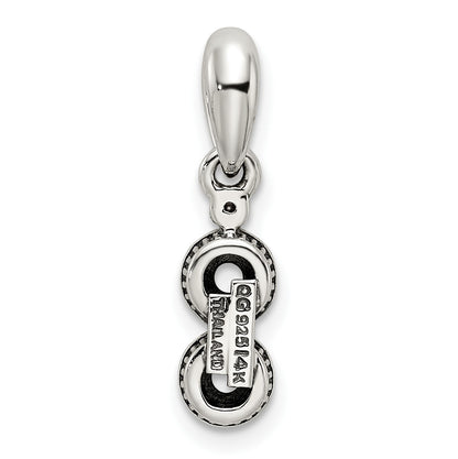Sterling Silver Antiqued w/14k 2-stone w/Diamond Mothers Pendant Semi-Mount