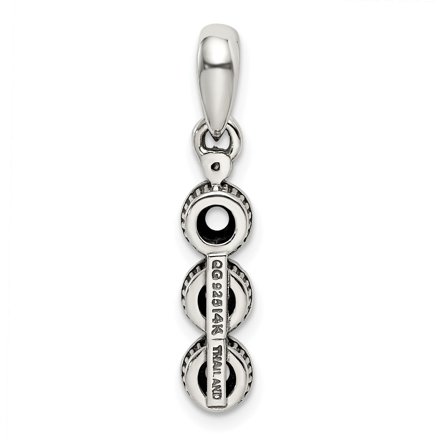 Sterling Silver Antiqued w/14k 3-stone w/Diamond Mothers Pendant Semi-Mount