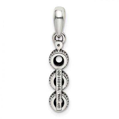 Sterling Silver Antiqued w/14k 3-stone w/Diamond Mothers Pendant Semi-Mount