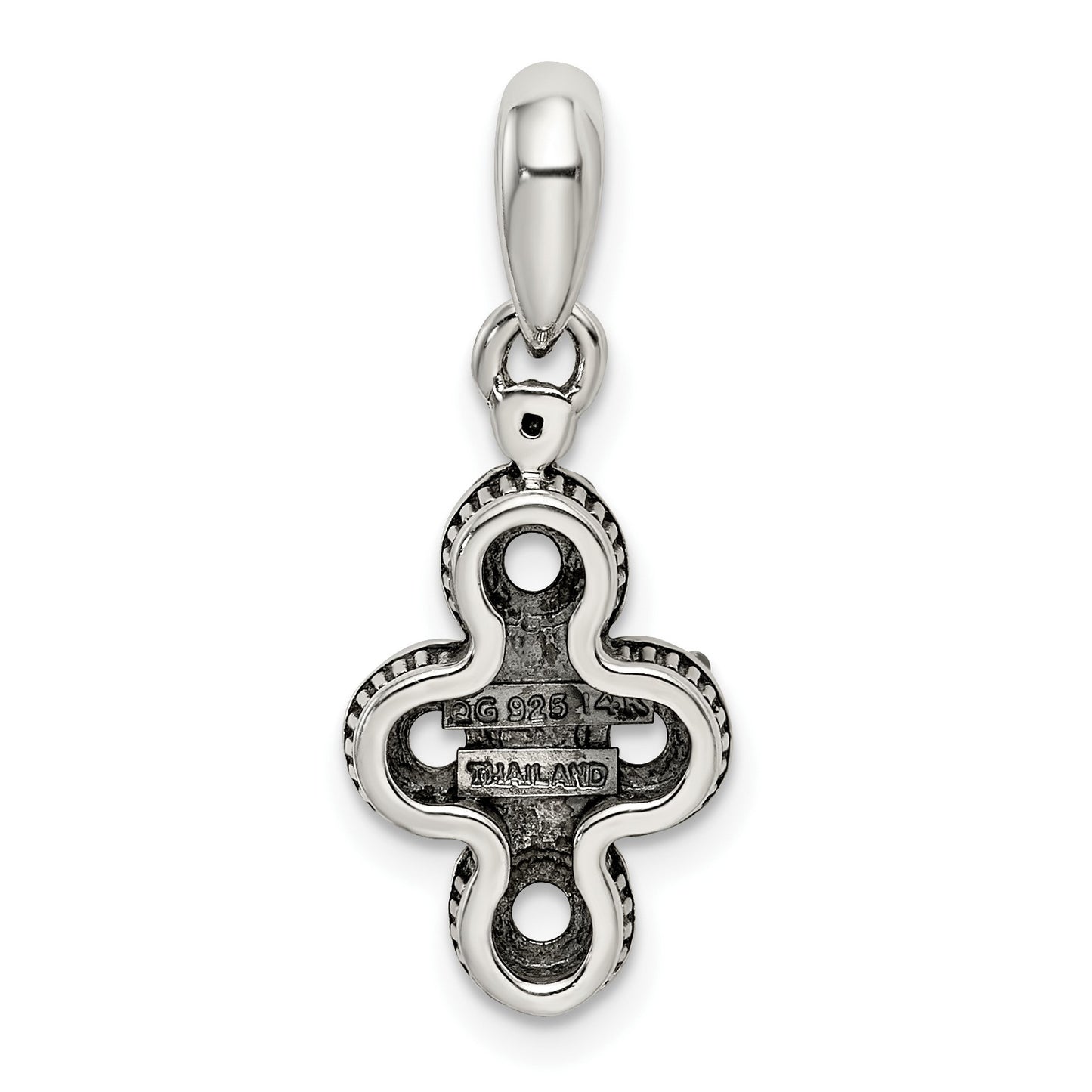 Sterling Silver Antiqued w/14k 4-stone w/Diamond Mothers Pendant Semi-Mount