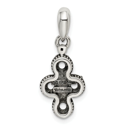 Sterling Silver Antiqued w/14k 4-stone w/Diamond Mothers Pendant Semi-Mount