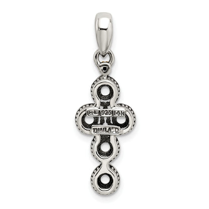 Sterling Silver Antiqued w/14k 5-stone w/Diamond Mothers Pendant Semi-Mount