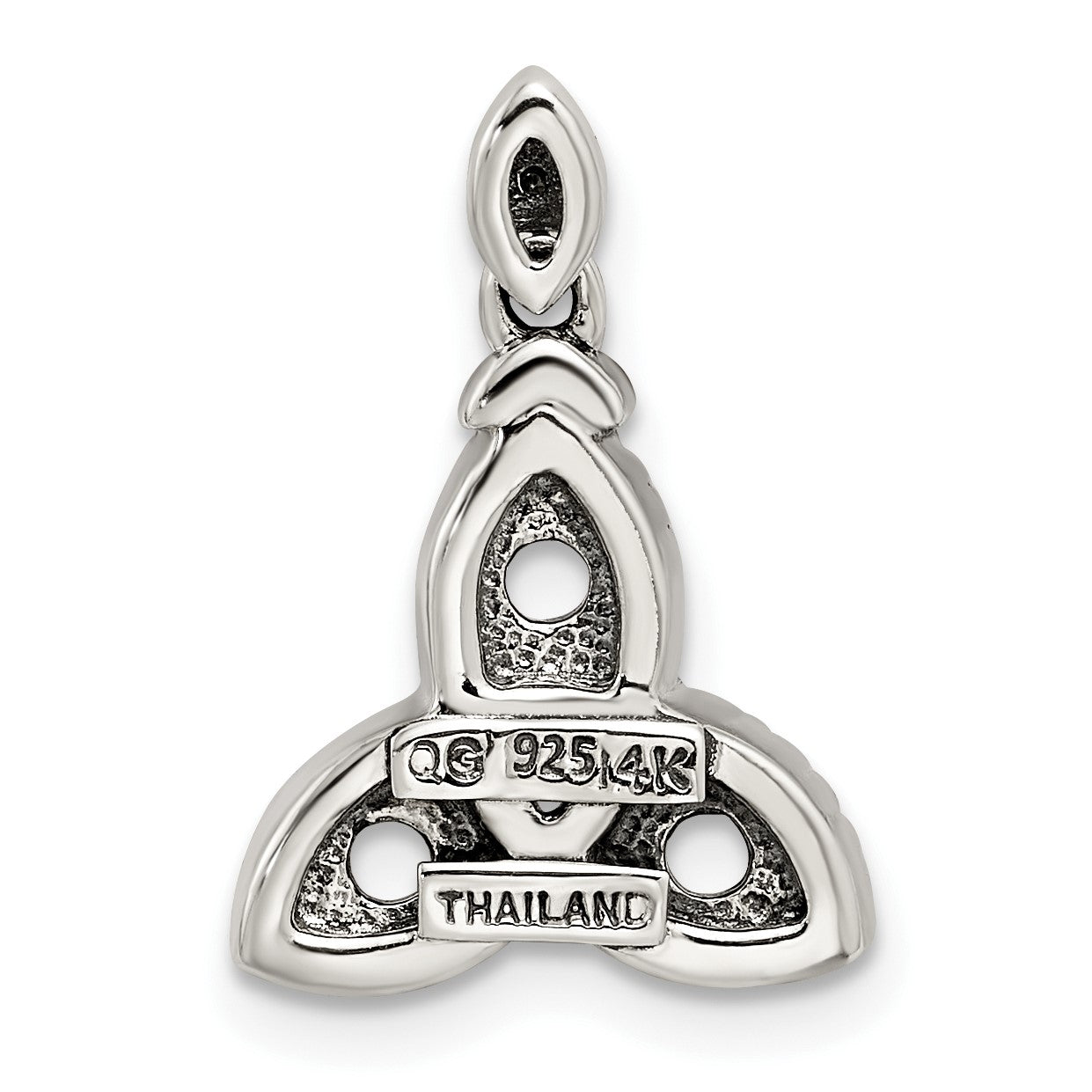 Sterling Silver Antiqued w/14k 3-stone w/Diamond Mothers Pendant Semi-Mount