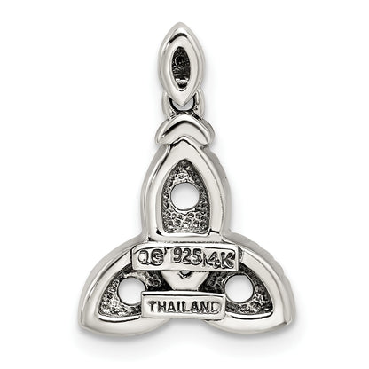 Sterling Silver Antiqued w/14k 3-stone w/Diamond Mothers Pendant Semi-Mount