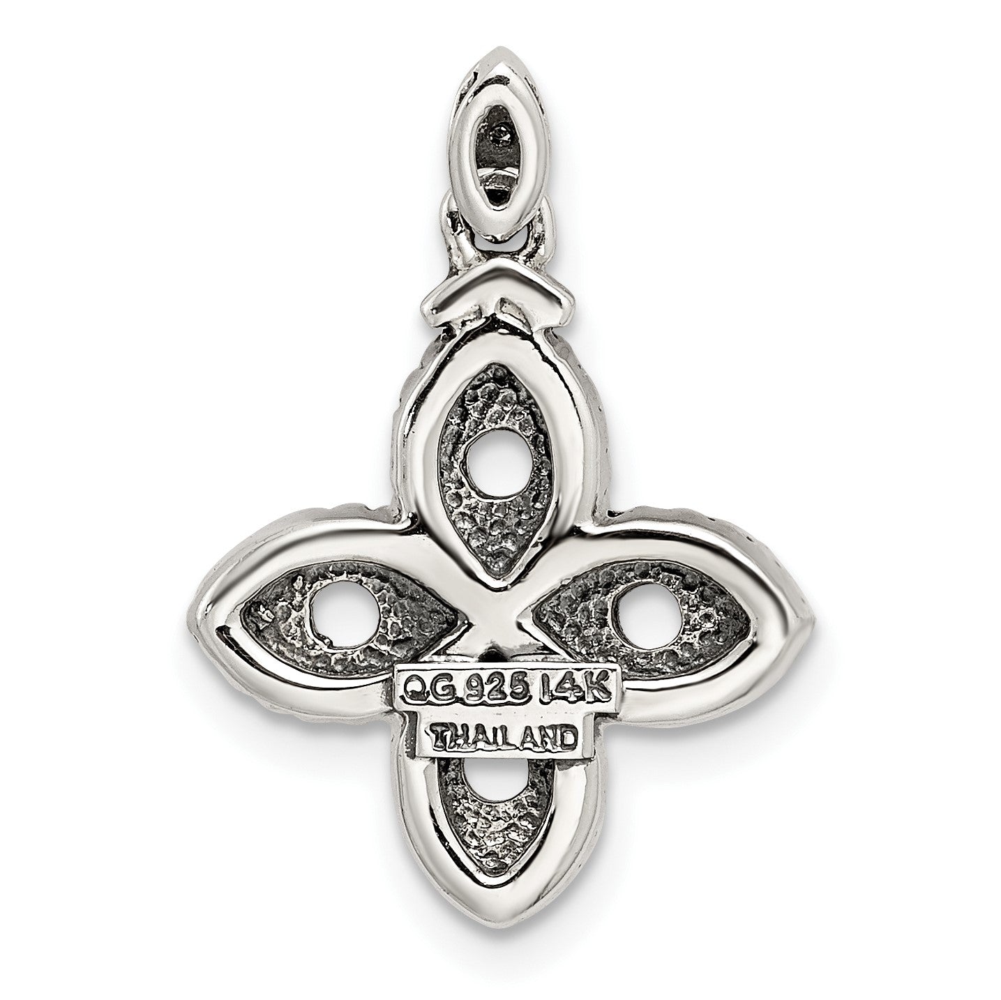 Sterling Silver Antiqued w/14k 4-stone w/Diamond Mothers Pendant Semi-Mount