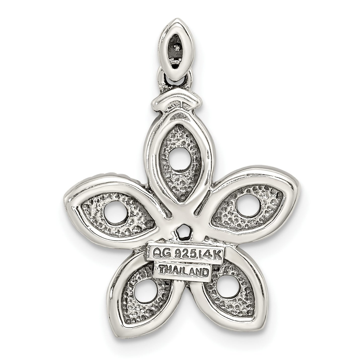 Sterling Silver Antiqued w/14k 5-stone w/Diamond Mothers Pendant Semi-Mount