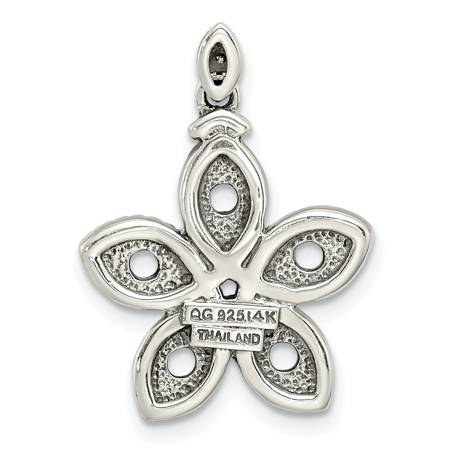 Sterling Silver Antiqued w/14k 5-stone w/Diamond Mothers Pendant Semi-Mount