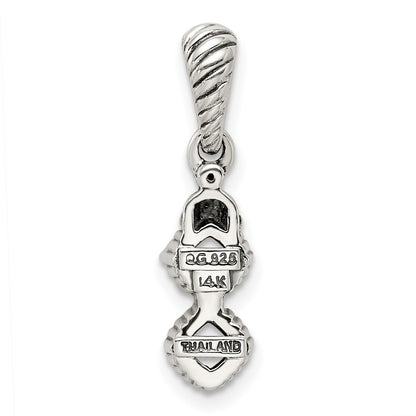 Sterling Silver Antiqued w/14k 2-stone w/Diamond Mothers Pendant Semi-Mount