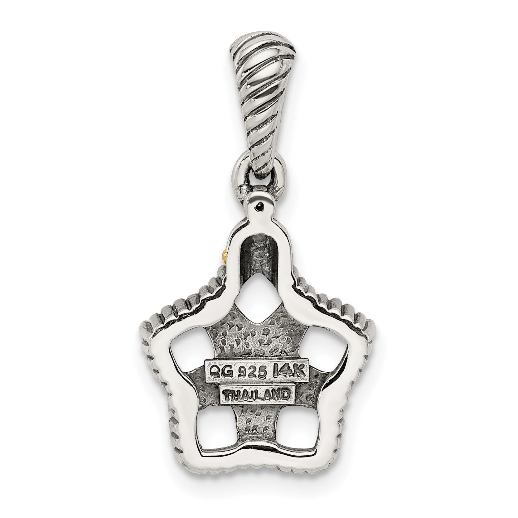 Sterling Silver Antiqued w/14k 5-stone w/Diamond Mothers Pendant Semi-Mount