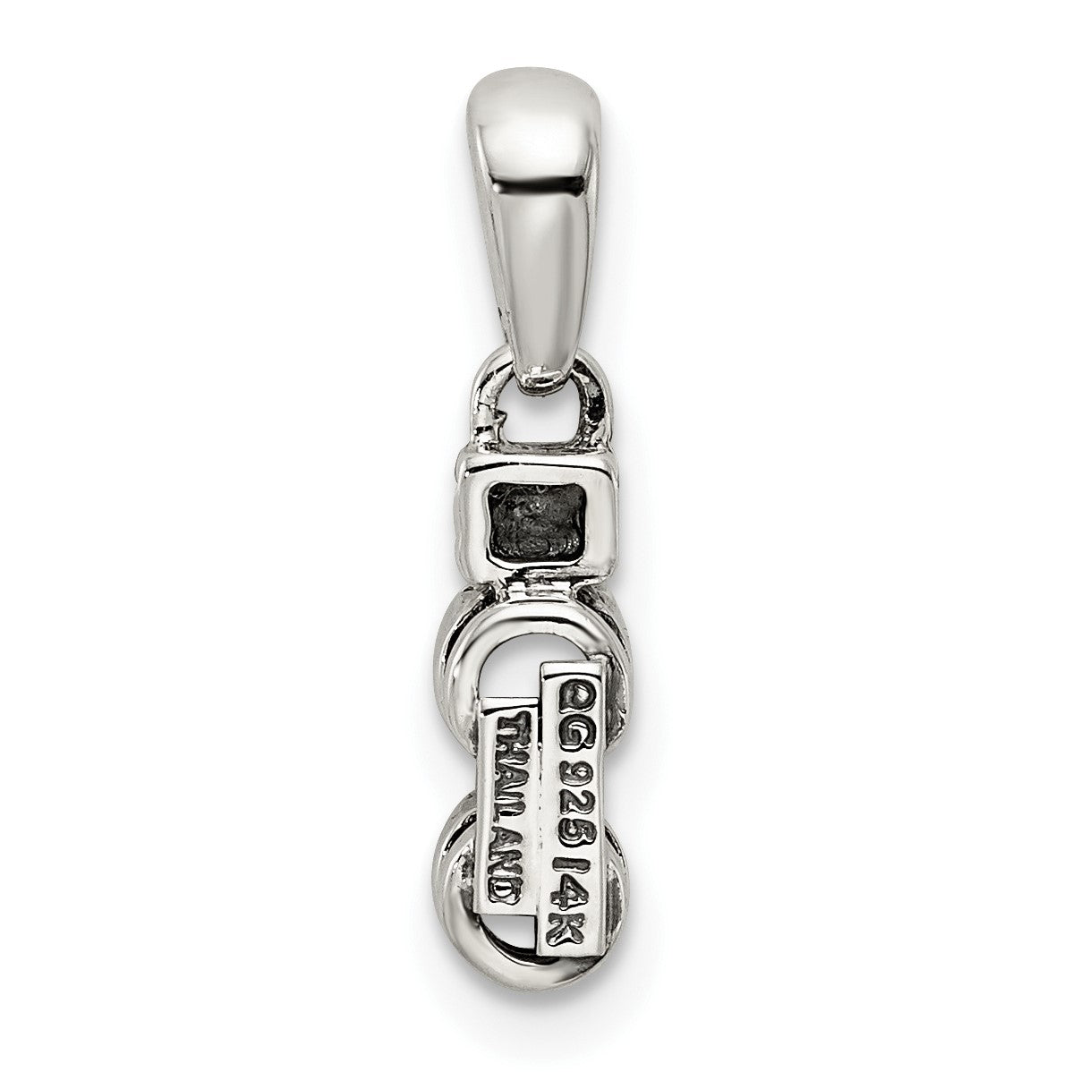 Sterling Silver Antiqued w/14k 2-stone w/Diamond Mothers Pendant Semi-Mount