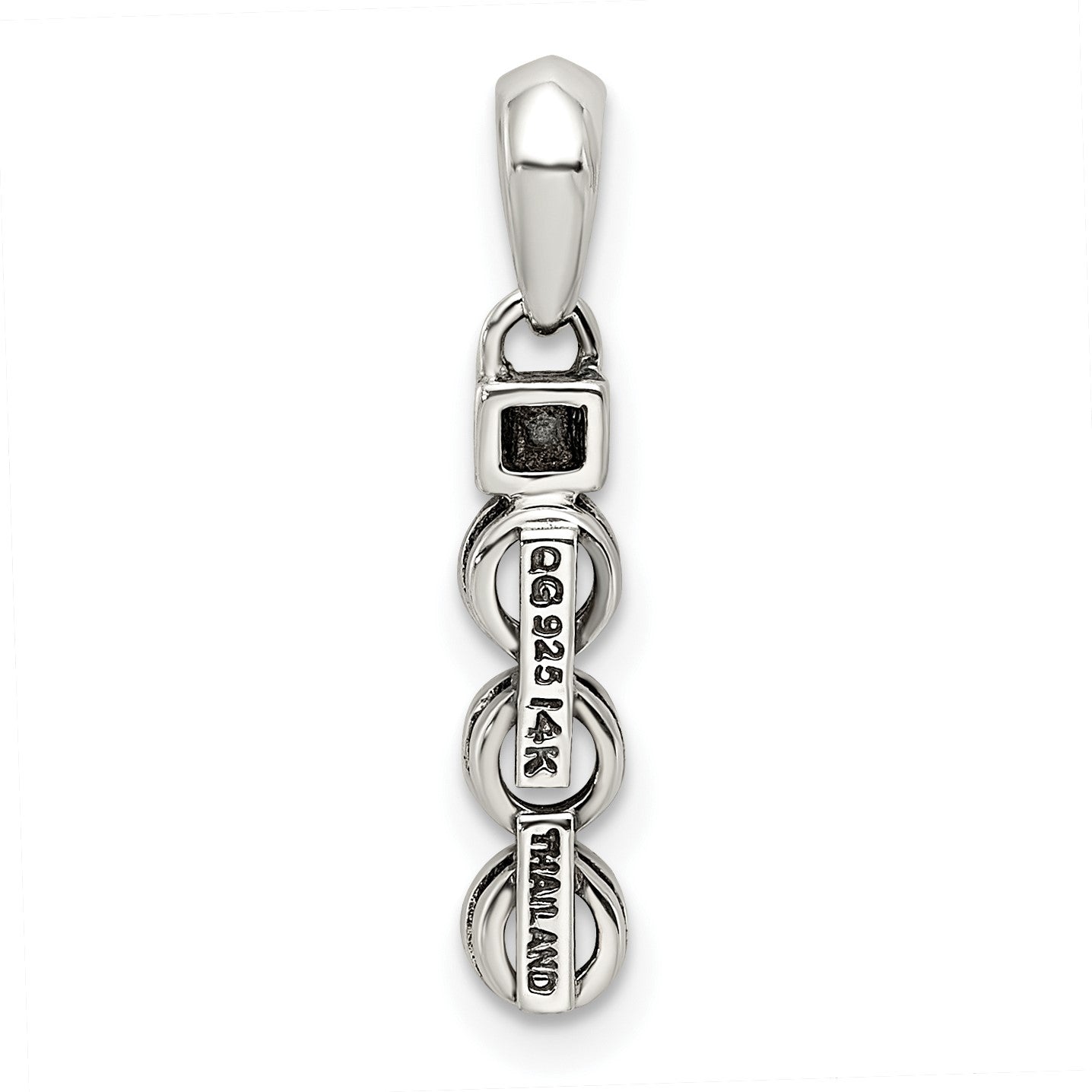 Sterling Silver Antiqued w/14k 3-stone w/Diamond Mothers Pendant Semi-Mount