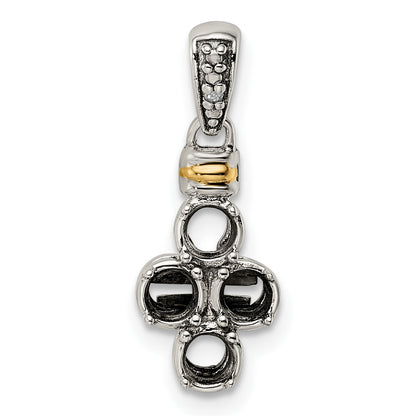 Sterling Silver Antiqued w/14k 4-stone w/Diamond Mothers Pendant Semi-Mount
