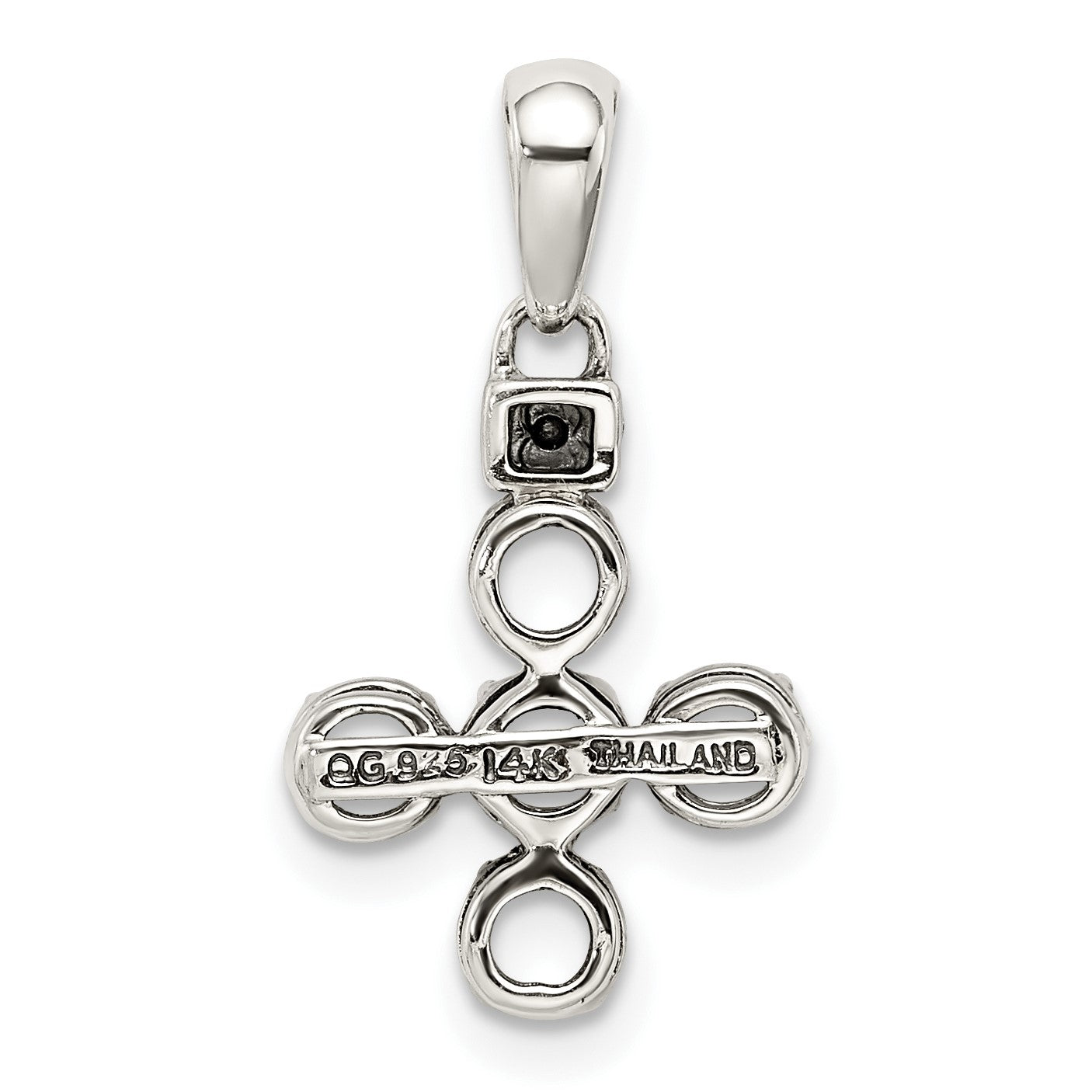 Sterling Silver Antiqued w/14k 5-stone w/Diamond Mothers Pendant Semi-Mount