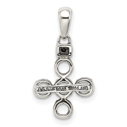 Sterling Silver Antiqued w/14k 5-stone w/Diamond Mothers Pendant Semi-Mount