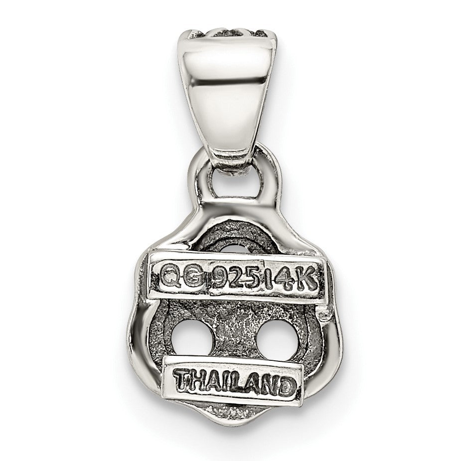 Sterling Silver Antiqued w/14k 3-stone w/Diamond Mothers Pendant Semi-Mount