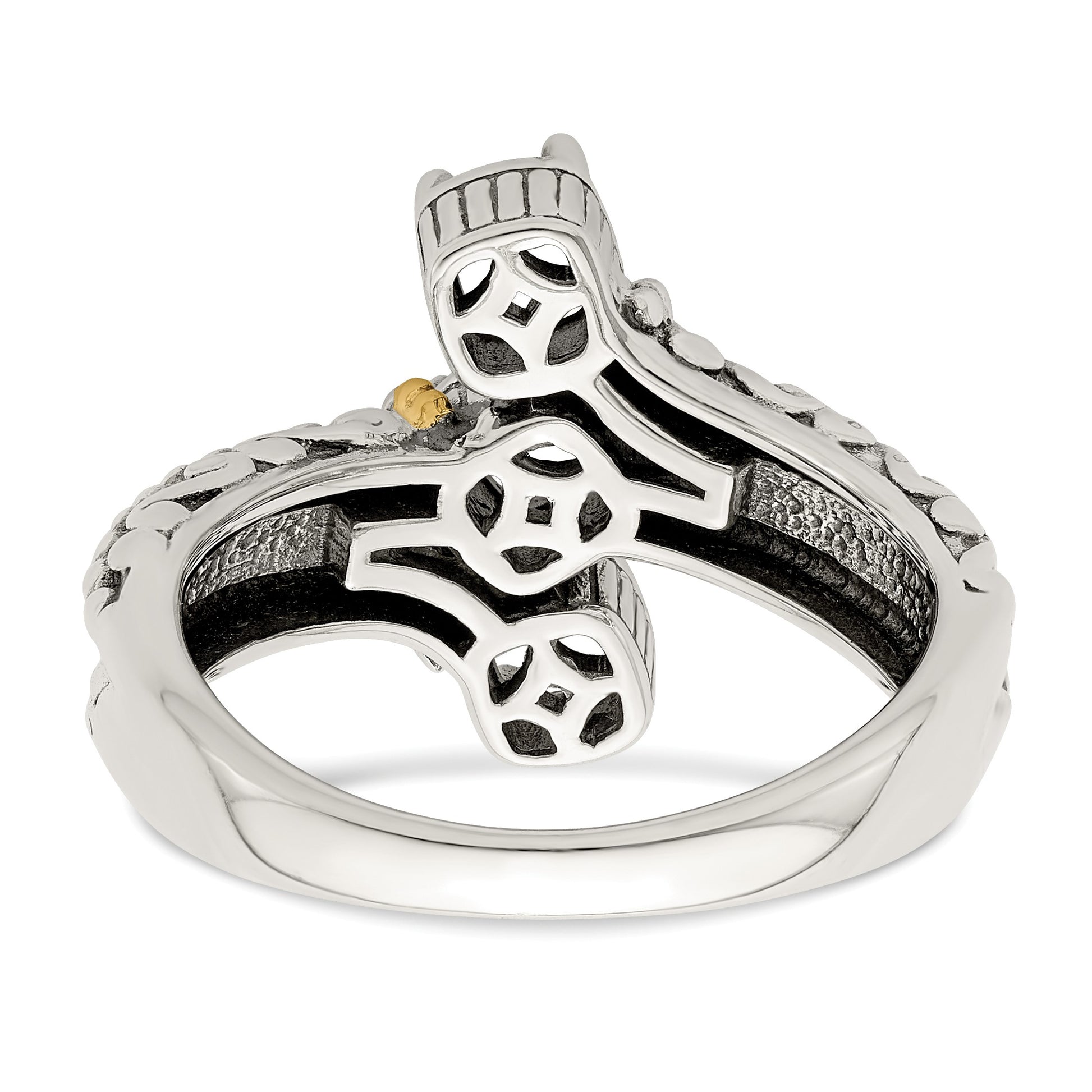 Sterling Silver Antiqued w/14k 3-stone Mother's Ring Mounting