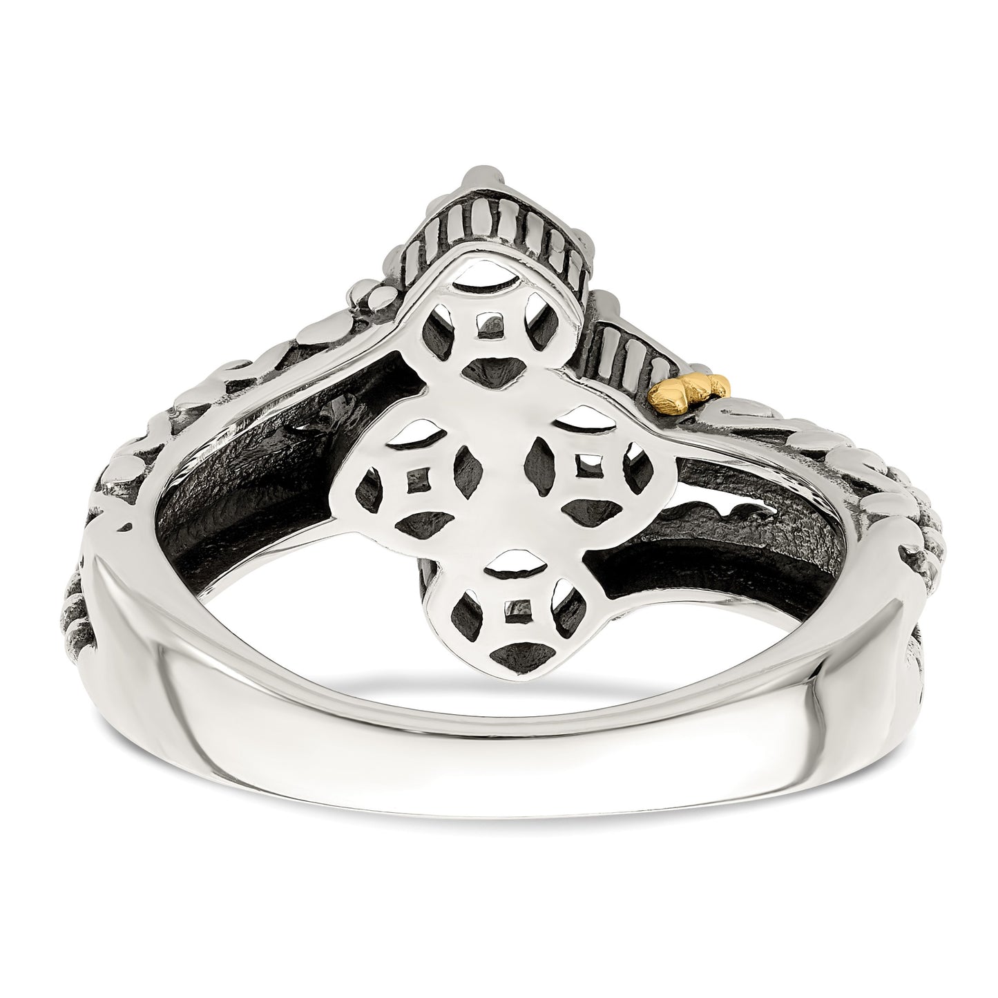 Sterling Silver Antiqued w/14k 4-stone Mother's Ring Mounting