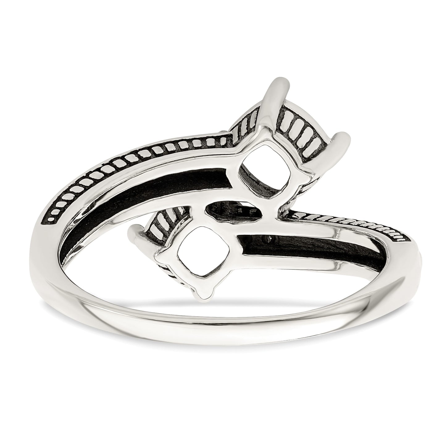 Sterling Silver Antiqued w/14k 2-stone Mother's Ring Mounting