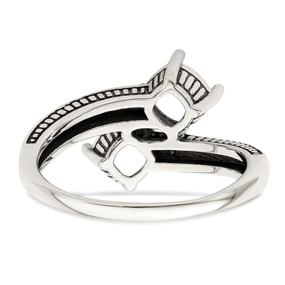 Sterling Silver Antiqued w/14k 2-stone Mother's Ring Mounting