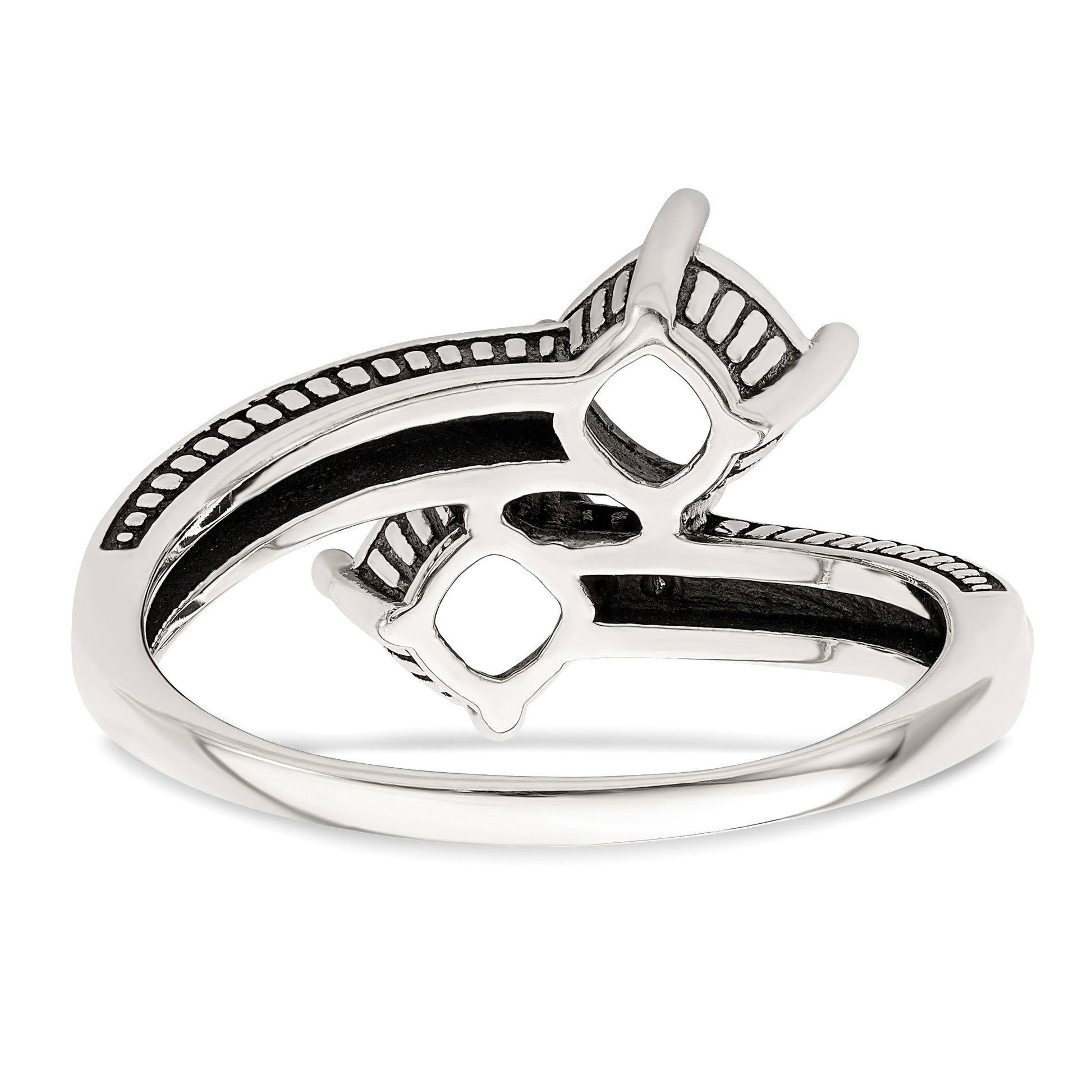Sterling Silver Antiqued w/14k 2-stone Mother's Ring Mounting