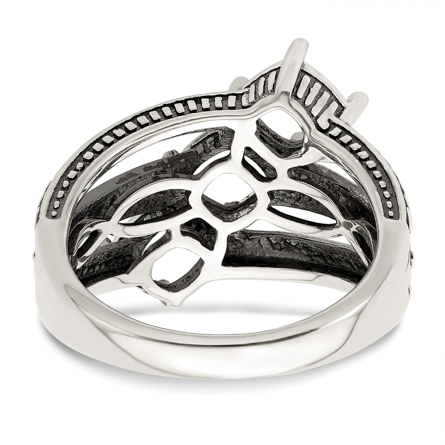Sterling Silver Antiqued w/14k 3-stone Mother's Ring Mounting