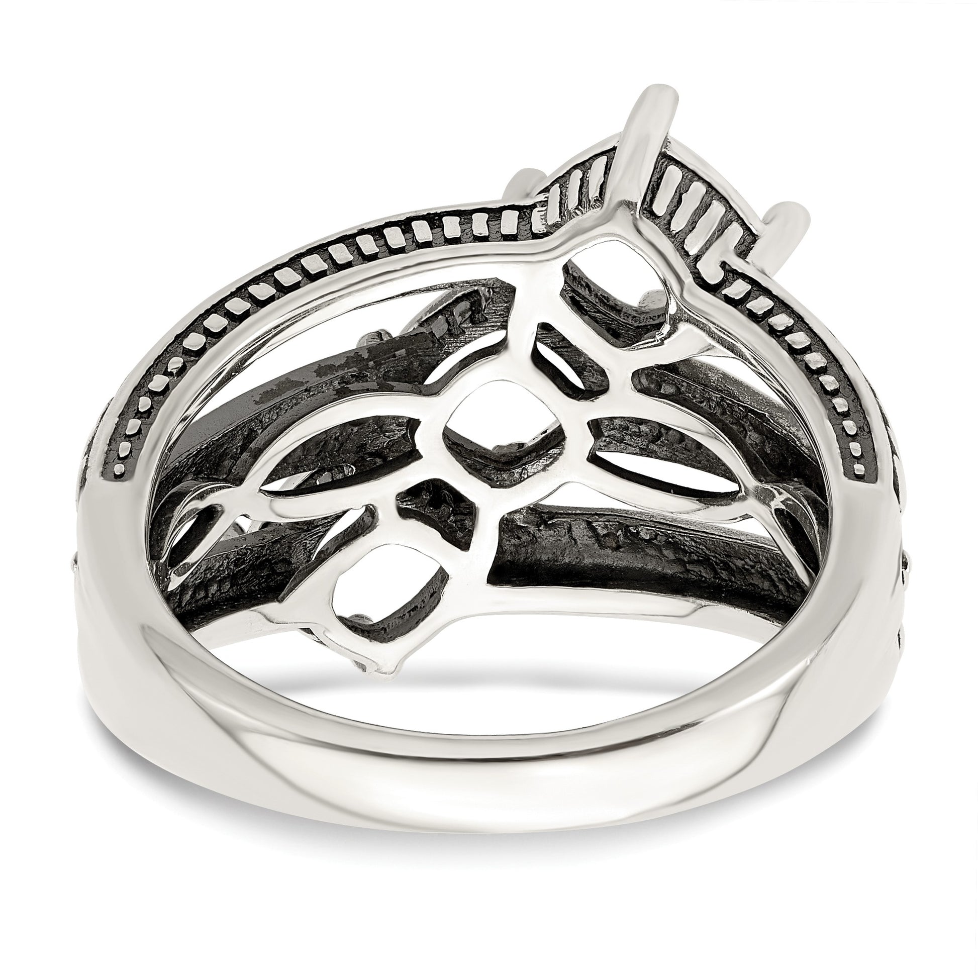 Sterling Silver Antiqued w/14k 3-stone Mother's Ring Mounting